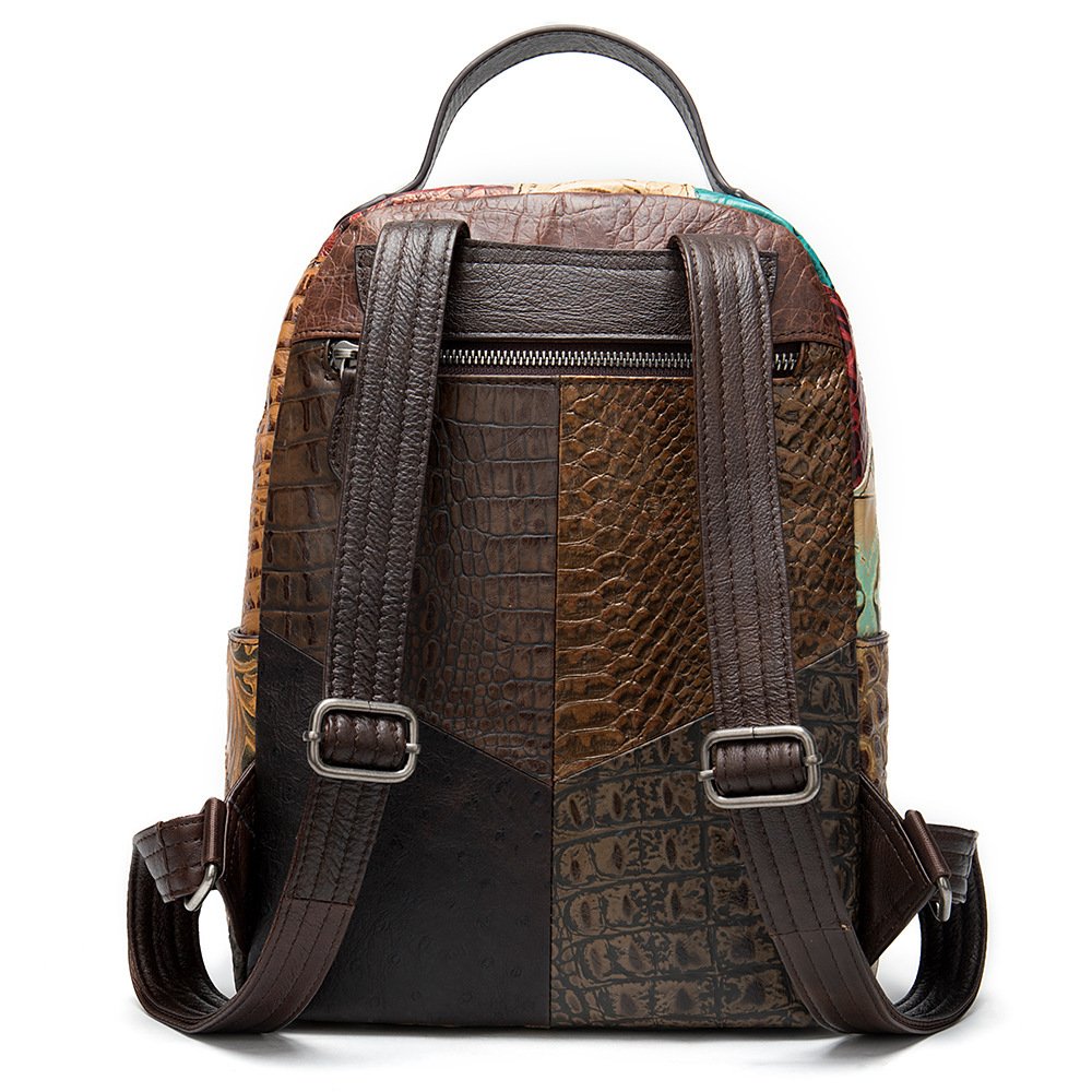 Ladies embossed patchwork backpack