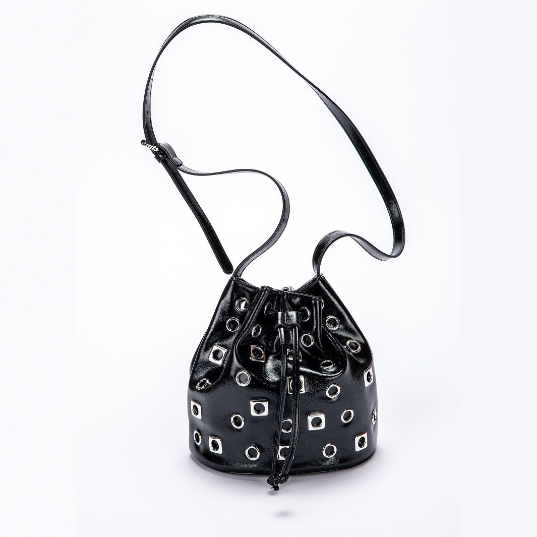 Suede Rivet Bucket Bag Hollow Crossbody Bag