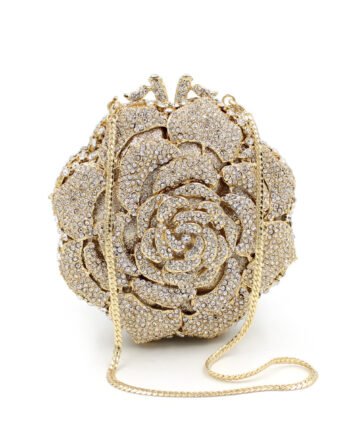 Women's Rose Rhinestone Bag Hollow Clutch