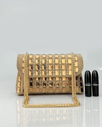 Shiny Glass Rhinestone Chain Clutch