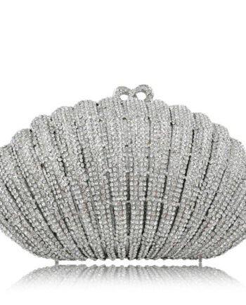 Diamond Crystal Banquet Bag Shell Clutch Scalloped