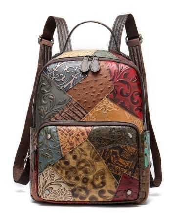 Ladies embossed patchwork backpack
