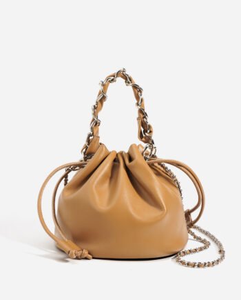 Women's Fashion Leather Drawstring Crossbody Bucket Bag