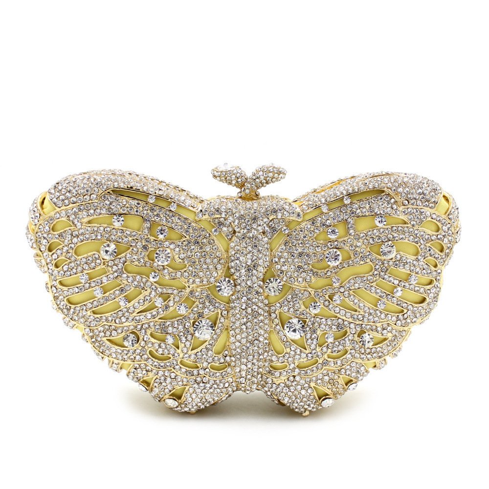 Women's Handmade Diamond Butterfly Shaped Chain Clutch