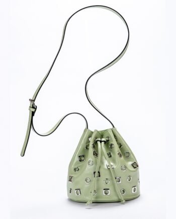Suede Rivet Bucket Bag Hollow Crossbody Bag