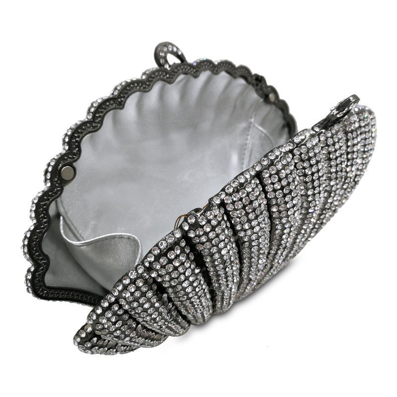 Diamond Crystal Banquet Bag Shell Clutch Scalloped